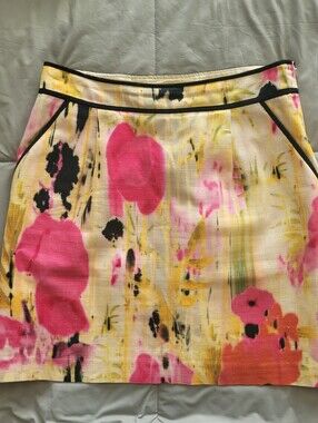 🌸Anthropologie Tabitha Rain Poppy Watercolor A‑Line Skirt – Size 8